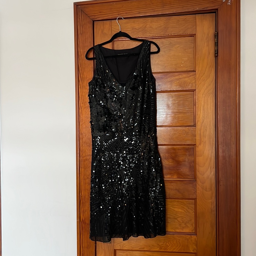 Bias cut silky sequined v-neck sleeveless dress from Lafayette 148 New York